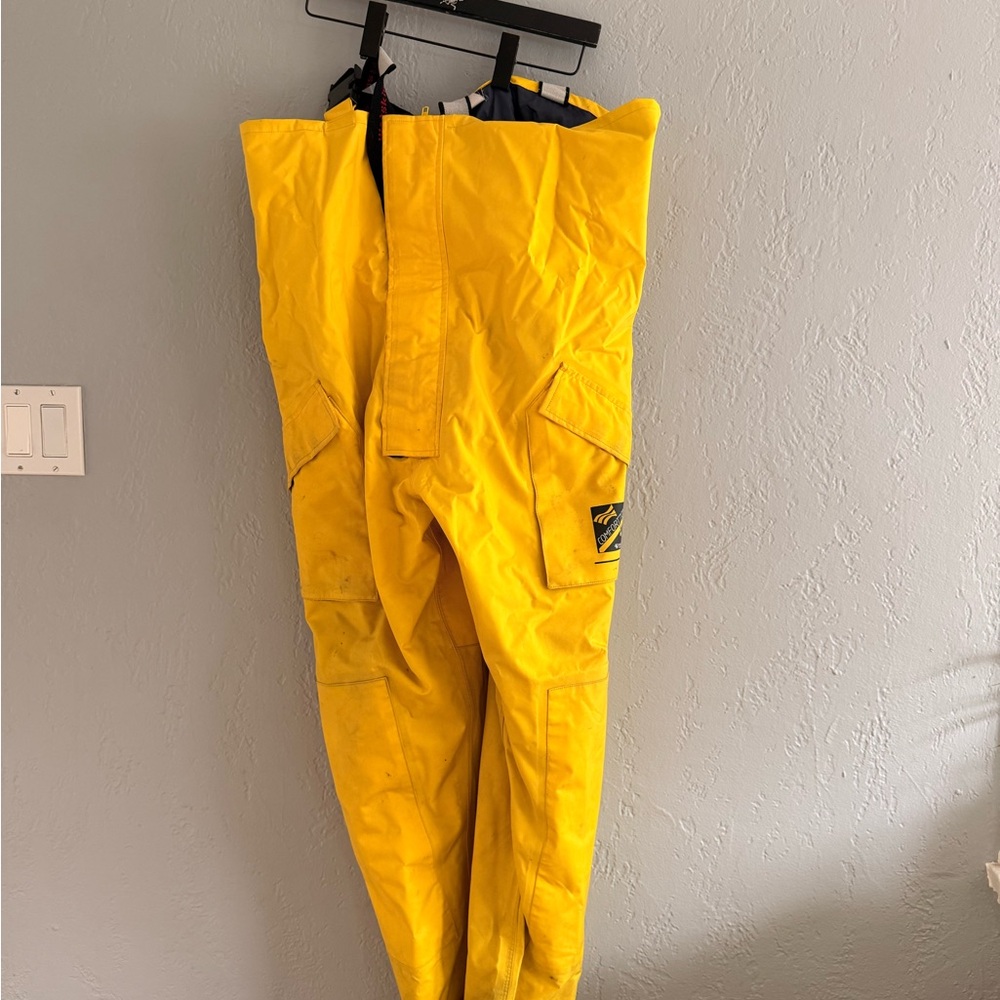 Wetskins comfort zone dockside rain pants.